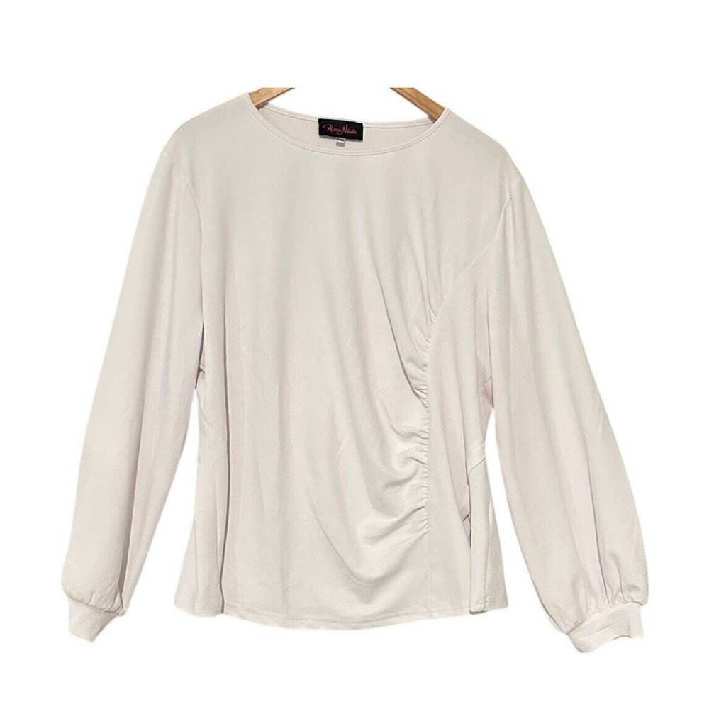 Hanna Nikole Ruched Top Plus Size 22W Long Sleeve Office Siren‎ Career Corporate